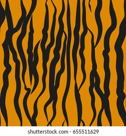 Tiger skin seamless pattern. African animals concept endless background, repeating texture. Vector illustration