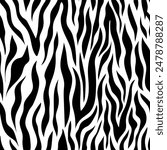 Tiger skin seamless pattern. Animal fur print. Repeating stripes motif. Wildlife, natural camouflage texture. Great for textile, fabric, wallpaper, wrapping, scrapbook and packaging	
