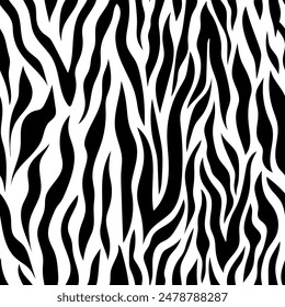 Tiger skin seamless pattern. Animal fur print. Repeating stripes motif. Wildlife, natural camouflage texture. Great for textile, fabric, wallpaper, wrapping, scrapbook and packaging	
