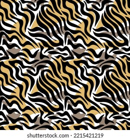Tiger skin seamless pattern. Surface design for textile, fabric, wallpaper, wrapping, gift wrap, paper, scrapbook and packaging. Vector illustration
