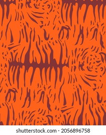 Tiger Skin. Tiger stripe tiling pattern. Vector Illustration 