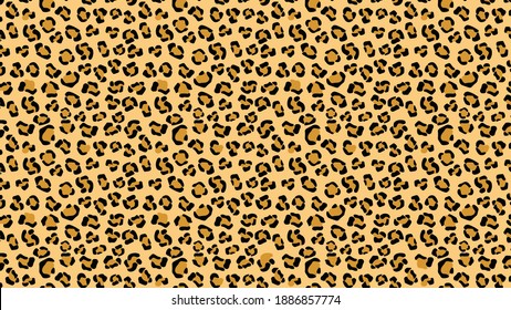 Tiger skin tracery with yellow background. Panther spots with black puma camouflage outlines in white leopard vector color scheme.