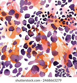 Tiger skin watercolor seamless pattern, Leopard seamless , animal skin.  Design element for sale banners, posters, labels, and gift wrapping paper.