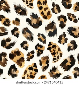 Tiger skin watercolor seamless pattern, Leopard seamless , animal skin.  Design element for sale banners, posters, labels, and gift wrapping paper.