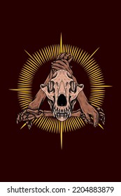 Tiger skull with hands vector illustration