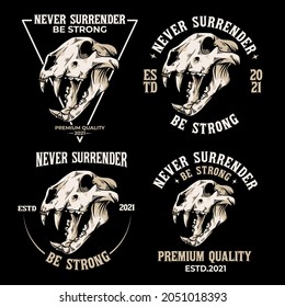 tiger skull head logo with hand drawn style