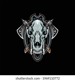 tiger skull illustration vector design