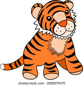 Tiger small. Color graphic image of tigers. Vector graphics. 