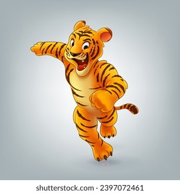 tiger smiling cartoon mascot character