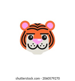 Tiger Smiling Face emoticon flat icon, vector sign, tiger face emoji colorful pictogram isolated on white. Symbol, logo illustration. Flat style design