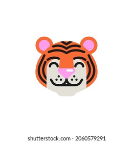 Tiger Smiling Face with Smiling Eyes flat icon, vector sign, tiger face emoji colorful pictogram isolated on white. Symbol, logo illustration. Flat style design