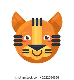 Tiger smiling with rose chicks positive emoji vector