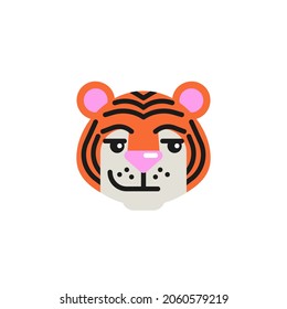 Tiger Smirking Face flat icon, vector sign, tiger face emoticon colorful pictogram isolated on white. Symbol, logo illustration. Flat style design