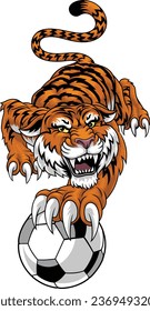 A tiger soccer football ball animal sports team mascot