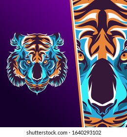 Tiger sport mascot logo. Tiger head vector for esport gaming, tiger angry esport, esport logo.