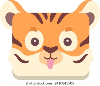 Tiger Square Face Vector Illustration