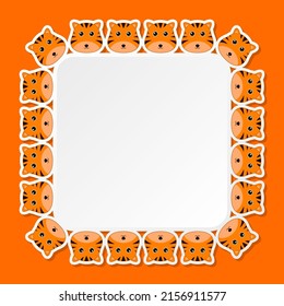 Tiger with square frame for banner, poster, and greeting card