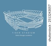 Tiger stadium lsu line art for shirt design and print. architecture building championship club competition design. football Detroit tigers field game. soccer sports stadium.