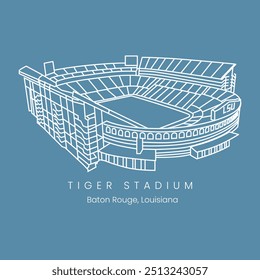 Tiger estádio lsu line art para design de camisa e impressão. arquitetura edifício campeonato clube competição design. futebol Detroit tigres jogo de campo. futebol estádio de esportes.