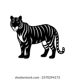 Tiger standing silhouette icon design in vector