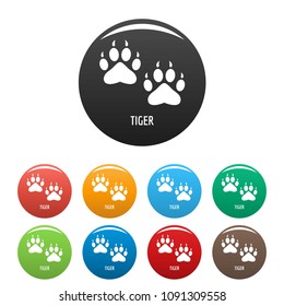 Tiger step icon. Simple illustration of tiger step vector icons set color isolated on white