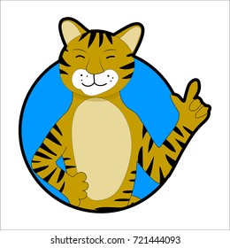 Tiger sticker icon avatar. Vector zoo wild cartoon animal illustration