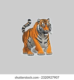 tiger sticker logo vector design