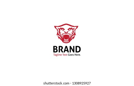Tiger Strength animal red vector logo image 