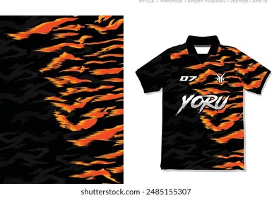 tiger stripe brush sport speed racing sublimation jersey design car decal wrap livery racing modern pattern background shirt fire orange abstract