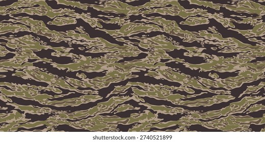 Tiger stripe camouflage pattern.  Hunting camouflage. Camouflage seamless pattern. Forest real tree camouflage design. Tiger stripe pattern.