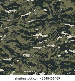 Tiger stripe hunting camouflage background. Vector hunting seamless pattern. Digital camo. Woodland camo pattern. Abstract camouflage.