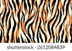 Tiger stripe pattern background. Tiger stripes pattern background texture. Tiger fur texture in orange, brown, black and white colors. Wildlife wallpaper, poster and banner design.