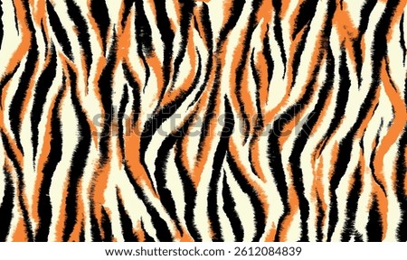 Tiger stripe pattern background. Tiger stripes pattern background texture. Tiger fur texture in orange, brown, black and white colors. Wildlife wallpaper, poster and banner design.
