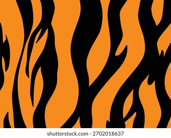 Tiger Stripe Pattern Vector. Bold Orange and Black Texture