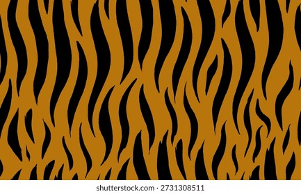 Tiger stripe seamless pattern in orange and black. Wild animal skin texture background. Tiger fur surface concept for design and print. 