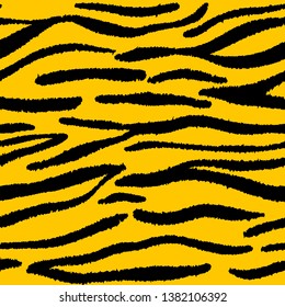 Tiger stripes animal seamless pattern vector illustration. Fashionable safari print for design, fabric, background. EPS10