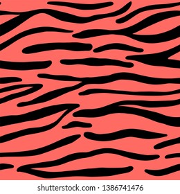 Tiger stripes animal seamless pattern vector illustration. Fashionable safari print for design, fabric, background. EPS10