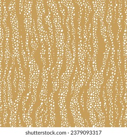 Bandas de tigre hechas de puntos sin fisuras de patrón vectorial. Piel abstracta animal. Papel envuelto, telas de moda, estampados.