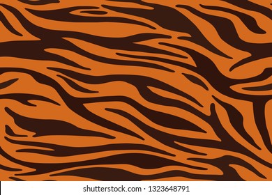 Tiger stripes pattern, animal skin, line background. Vector seamless texture