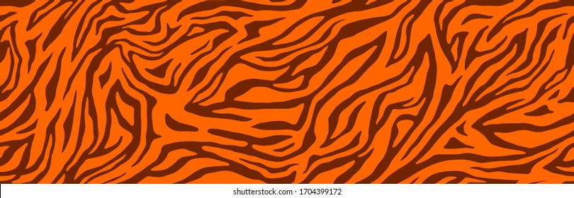 Tiger stripes pattern, animal skin, line background.  Wild life wallpaper. Vector seamless texture.