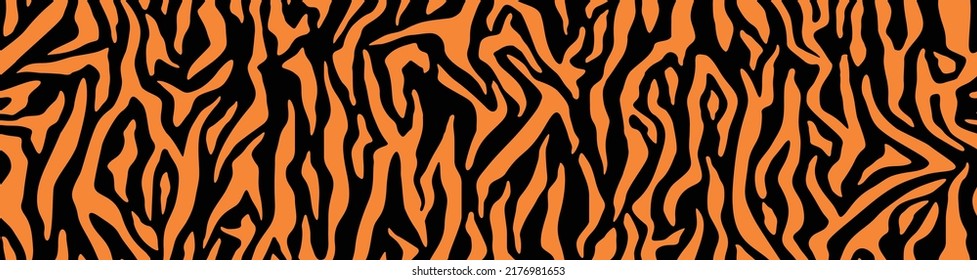 Tiger stripes pattern, animal skin, line background. Seamless texture. Vector illustration