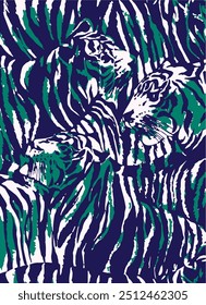 Tiger stripes pattern, animal skin, line background. Vector seamles texture