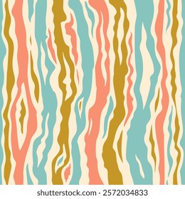 Tiger stripes seamless pattern. Animal skin. Wrapping paper, fashion fabrics, prints. Vector endless illustration.