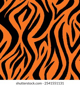 tiger stripes seamless pattern. Tiger Pattern Design. Drawing Safari Texture Print. Abstract Animal Background.