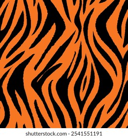 tiger stripes seamless pattern. Tiger Pattern Design. Drawing Safari Texture Print. Abstract Animal Background.