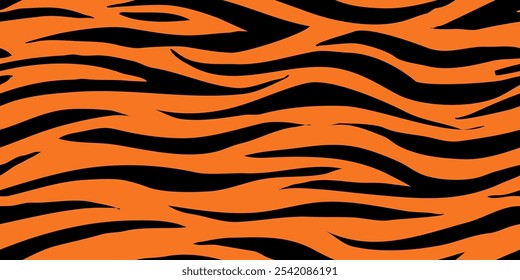 tiger stripes seamless pattern. Tiger Pattern Design. Drawing Safari Texture Print. Abstract Animal Background.