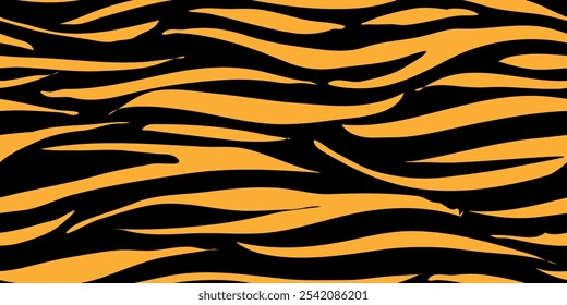 tiger stripes seamless pattern. Tiger Pattern Design. Drawing Safari Texture Print. Abstract Animal Background.