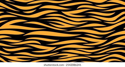 tiger stripes seamless pattern. Tiger Pattern Design. Drawing Safari Texture Print. Abstract Animal Background.