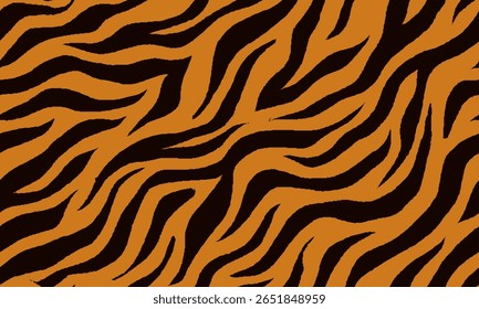 Tiger Stripes Seamless Pattern. Tiger Pattern Design. Drawing Safari Texture Print. Abstract Animal Background.