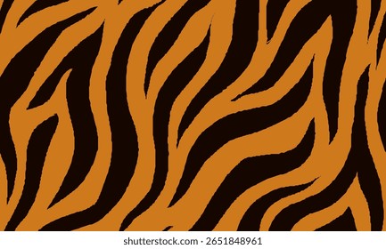 Tiger Stripes Seamless Pattern. Tiger Pattern Design. Drawing Safari Texture Print. Abstract Animal Background.